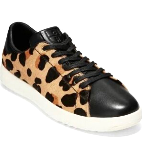 Cole Haan GrandPro tennis sneaker Lace Up Low-Top Leopard Cheetah Animal Print 8 - Picture 2 of 16